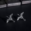 Retro Ear Studs Copper Fashion Jewelry Exquisite Crane Stud Earrings  Women