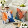 Modern Brushstroke Grunge Paint Pattern Cushion Cover Natural Linen Organic Fabric Printing Breathable Perfect For Home Decor
