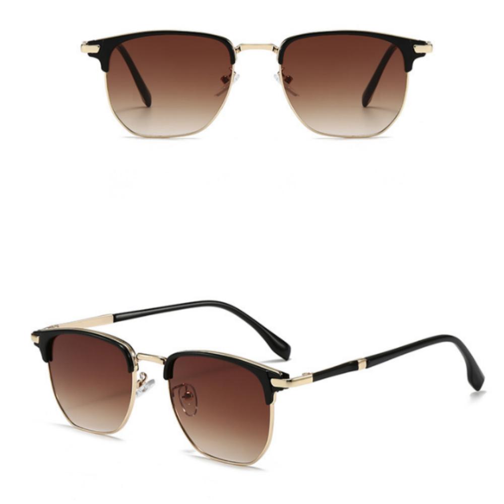 Vintage Half Frame Sunglasses for Women and Men Fashion Metal Sun Glasses UV400  Eyewear Travel Driving Sunscreen Glasses