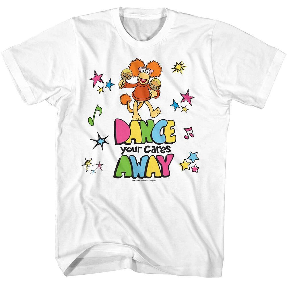Fraggle Rock Music Notes Stars Red Maracas Dance Your Cares Away Men s T Shirt S