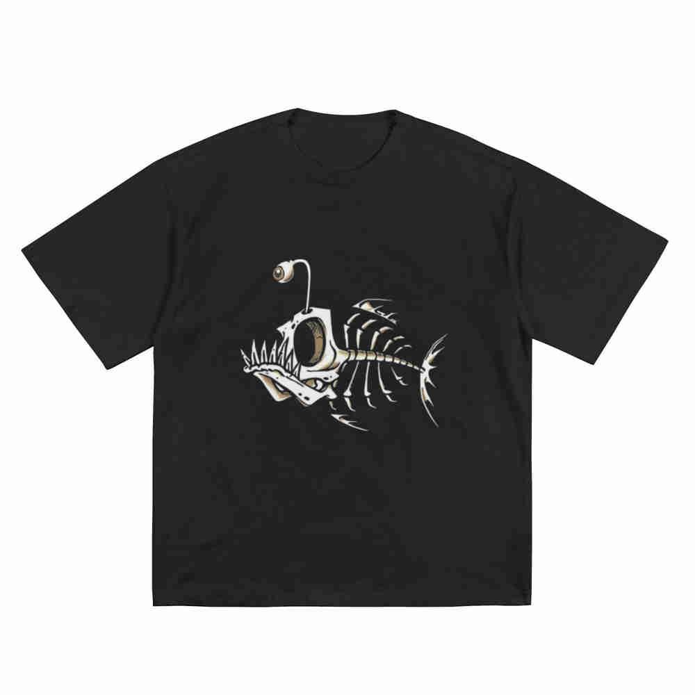 Fishbone Skull Gothic Short Sleeve Tee 100 Cotton TShirt