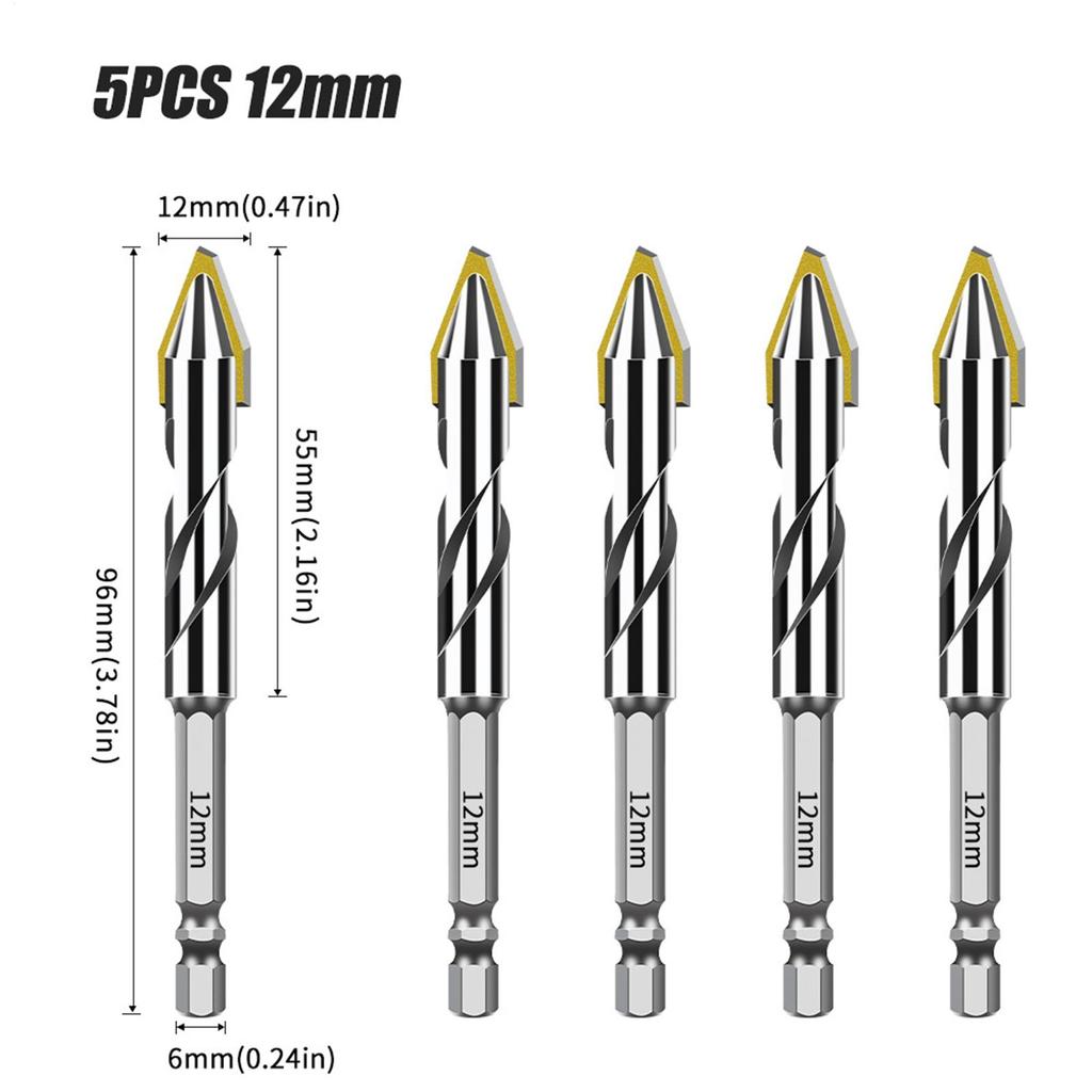 Tile Drill Bits Eccentric Hex-Shank Repair Tools 5 Pieces Masonry Drill Bits For Concrete For Tile Glass Wood Brick Marble
