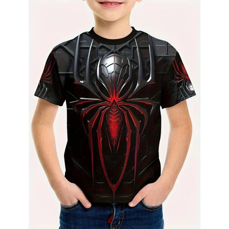 Summer Children's 3D Printed Crew Neck T-Shirt Fashion Versatile Trend Breathable Casual