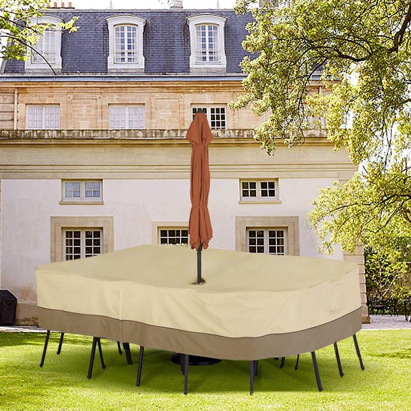 Durable 190t Silver-coated Oxford Fabric Garden Furniture Dust Cover Beige And Coffee Color