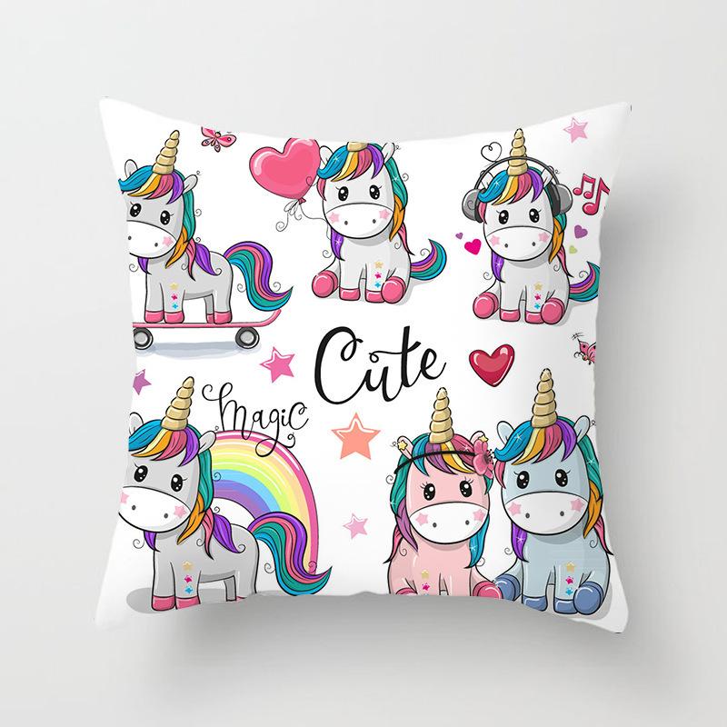 Home Decor Unicorn Themed Cute Patterns for Cozy Decor Pattern Cushion Cover Suitable for Sofa Bedroom Car Pillow Cover