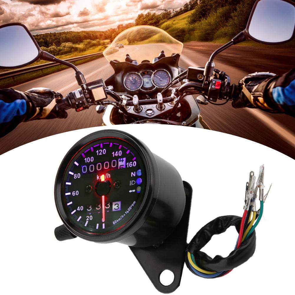 DC 12V Universal Motorcycle LED Backlight Dual Odometer Speedometer Gauges Meter
