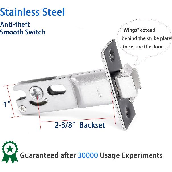 Dontay Schiebetür-Durchgangsschloss, Doppelseitige Drehung, Privatsphäre (Bett/Bad) Riegel, Bündig, Großer Verriegelungshebel, Beschläge für 1 3/8” bis 2 3/16”