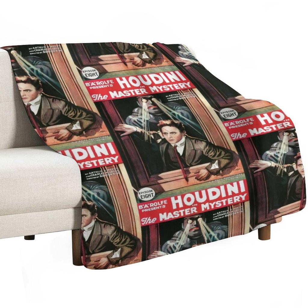 Vintage Movie Poster - Harry Houdini in The Master Mystery (1919) Throw Blanket Durable Warm Blanket for Daily Home Use