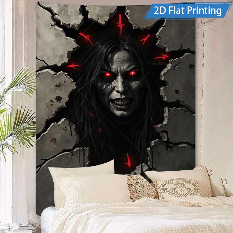 1pc Wall Tapestry Gothic Horror Woman Breaking Wall Tapestry - 2D Flat Printing Art Decor