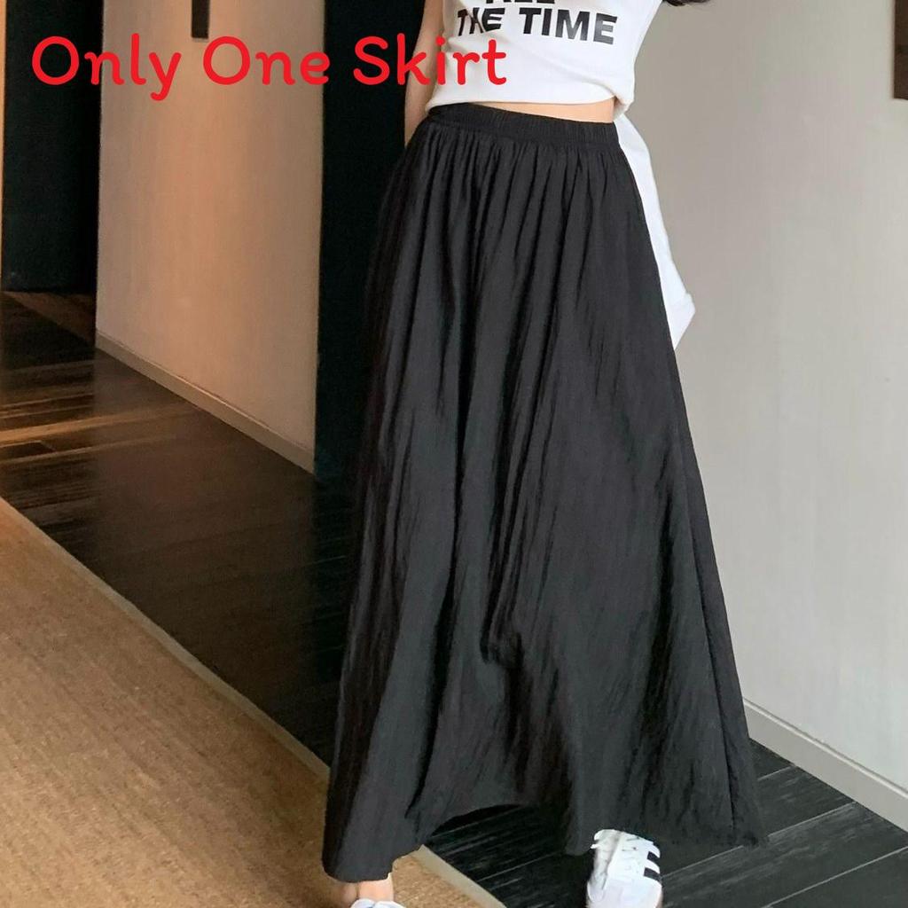 Baumwollmischung Plissierter Midi-Rock Mit Hoher Taille Für Damen Frühling