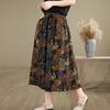 Ethnic Style Floral Wide Leg Pants Summer Plus Size Women's Loose Casual Seven Quarter Straight Leg Pants