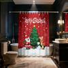 1pc Christmas Tree Cartoon Santa Claus Print Waterproof Shower Curtain Privacy Hanging Curtain with 12 Hooks Multi Size