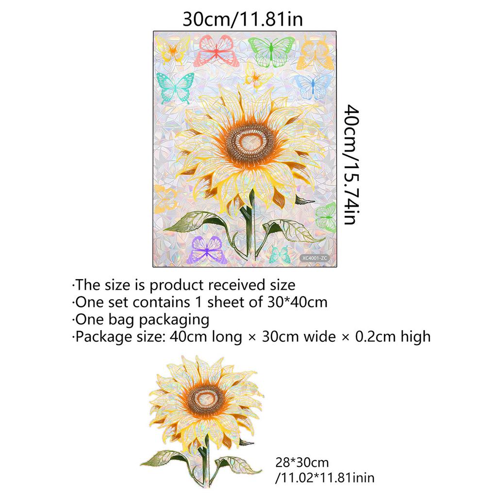 Sunflower Sunshine Colorful Glass Static Sticker Home Decoration Window Glass Sticker