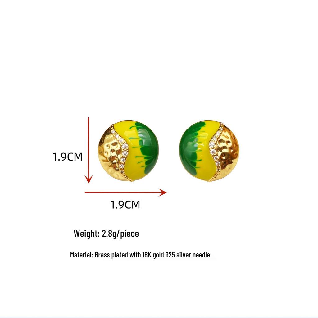 Colorblock Drip Oil Metal Stud Earrings – Retro, Versatile, Statement Fashion for Women