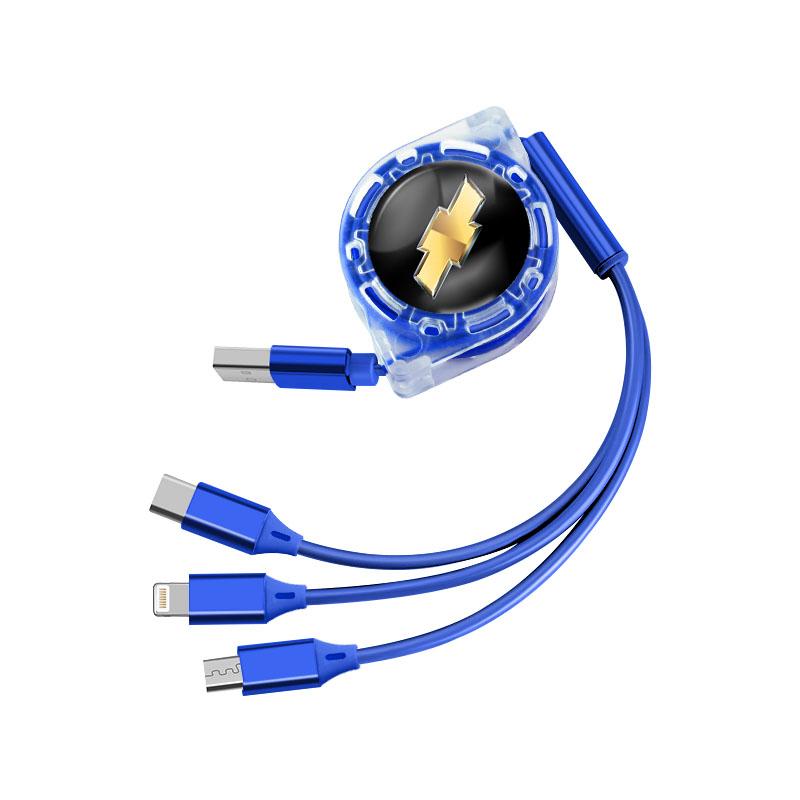 

3 in 1 Retractable Car Cable Multi Fast Charger Micro USB For Chevrolet Spark Captiva Cruze Tracker Orlando Trax Epica