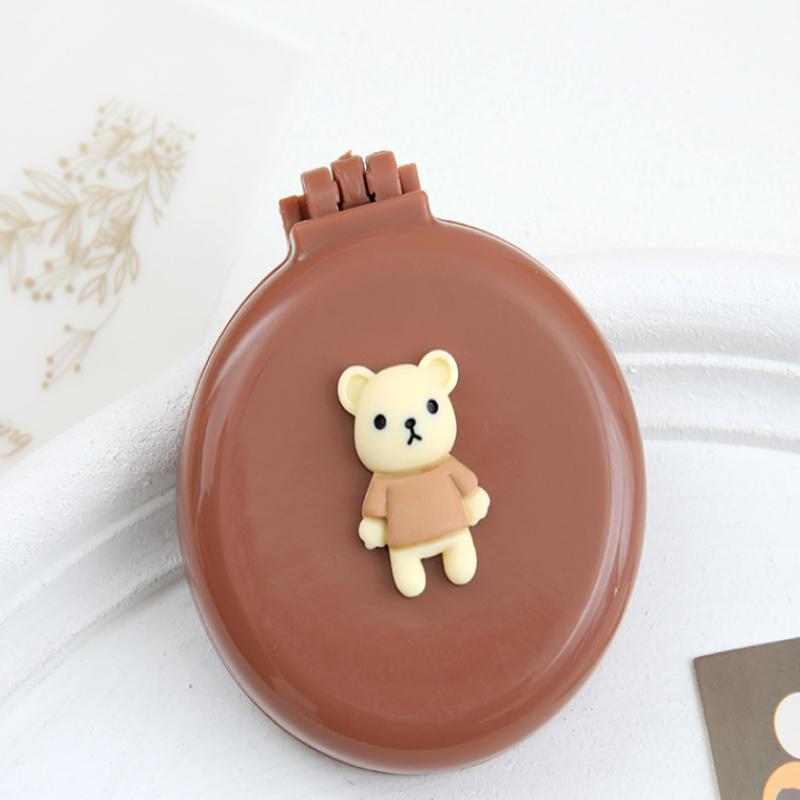 Teddy Bear Mini Hair Hand Mirror Brush Portable Comb