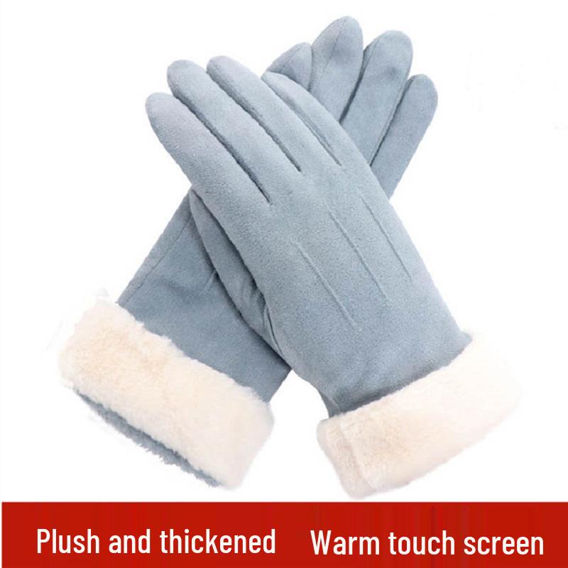 

Женские зимние перчатки с сенсорным экраном – Толстый бархат, Теплые, Корейский стиль для езды на велосипеде и защиты от холода One Size