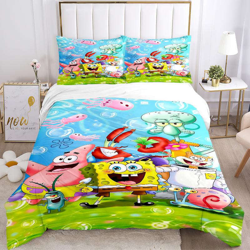 3Pcs Spongebob Friends Adventure Bedding Sets For All Sizes New 3D Printed Bed Cover Comforter Duvet Cover Pillowcase Bedroom Decoration