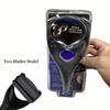 1 Set Manual Razor with Foldable Long Handle - Double/Triple Blade, Integrated Exfoliating Shaving Head, Back & Full-Body Hair Removal for Chest