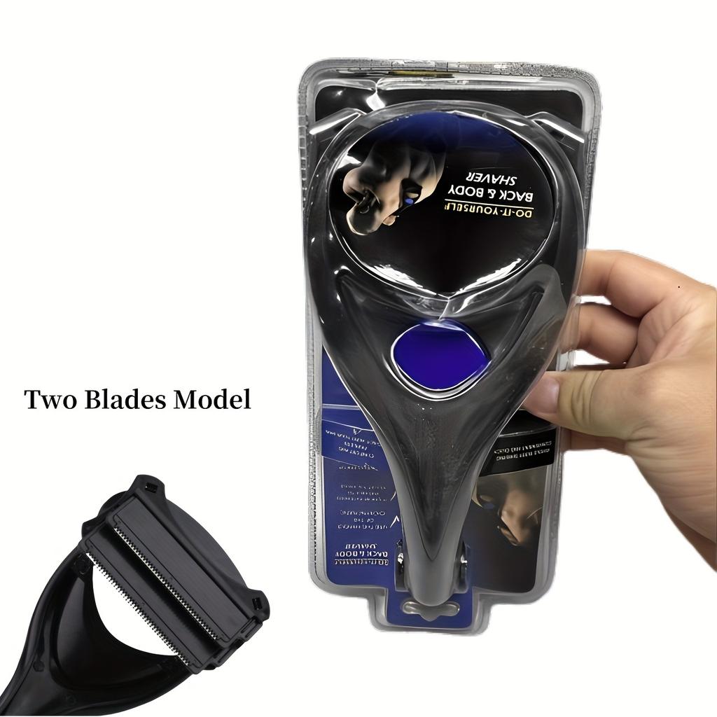 1 Set Manual Razor with Foldable Long Handle - Double/Triple Blade, Integrated Exfoliating Shaving Head, Back & Full-Body Hair Removal for Chest