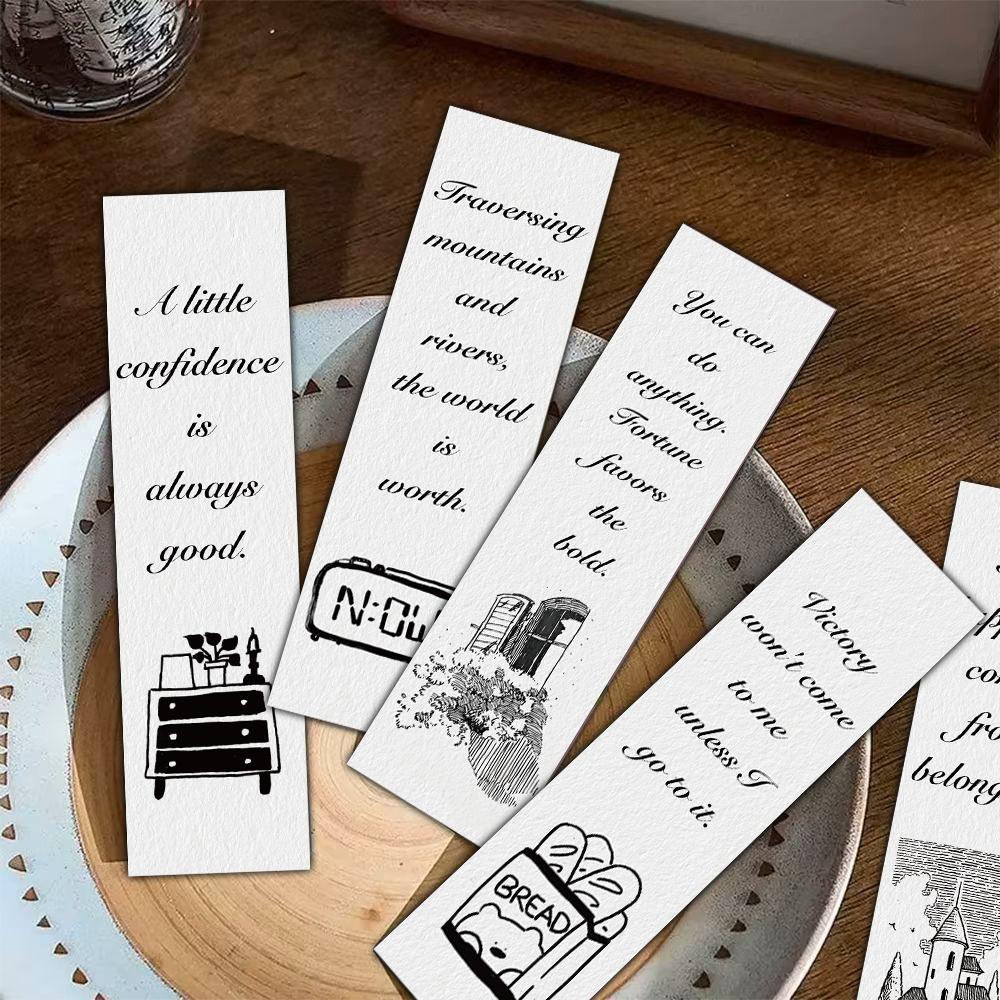 30PCS Black and White Inspirational English Bookmarks Streetwear Stationary Pretty Reading Books Card Creative Gifts Bookmarks