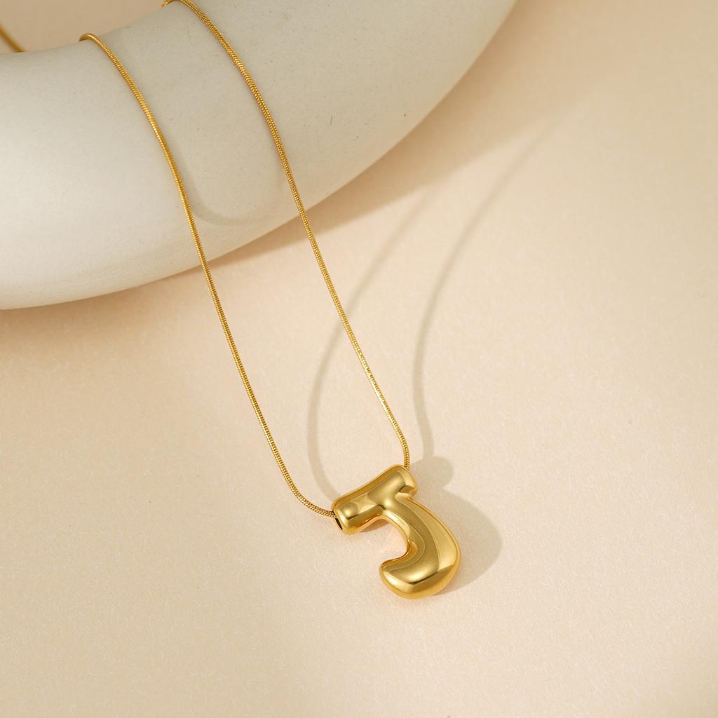 CARLIDANA Initial Stainless Steel Women Gold Plated Bubble Balloon Letter Personalized Round Snake Chain Chunky Necklace