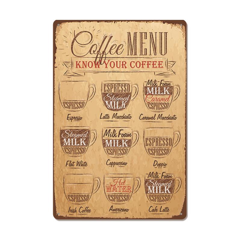 Targa Vintage Caffè Fresco Metallo Latta Segno Retro Bevanda Caffè Poster Adesivi da Parete per Caffetteria Negozio Ristorante Decorazione Casa Stanza
