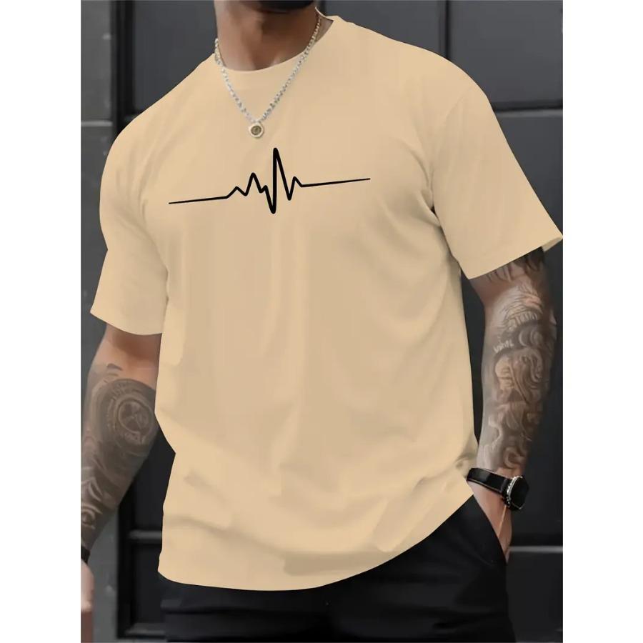 Creative Print Men's Fashionable Summer Crew Neck Short Sleeve Sports T-shirt, Comfortable And Versatile