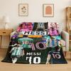 Ziege M-Messi Fußball Sport Star Flanell Decke Weich Warm Überwurfdecke für Schlafzimmer Wohnzimmer Bett Reise Camping Picknick Kind