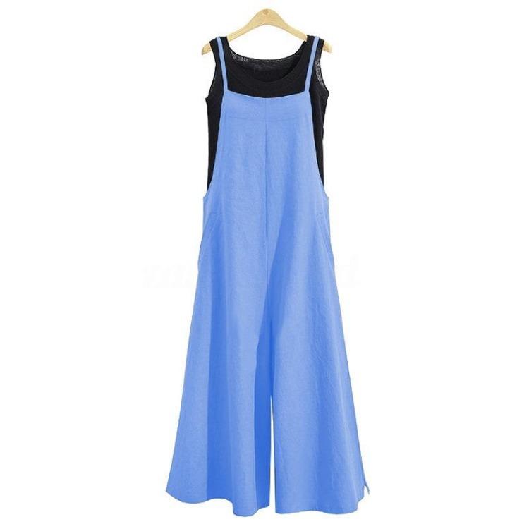 Women Summer Spring Casual Sleeveless Jumpsuit Romper Solid Color Print Fashion Trousers
