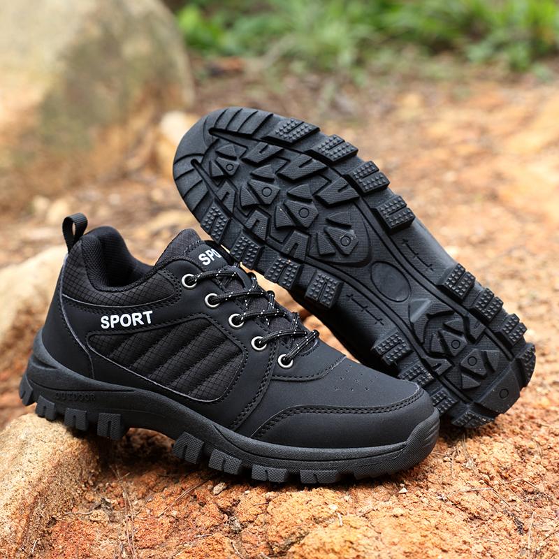 Anti-slip Hiking Shoes for Women Breathable Casual Trainers PU Leather Wear-resistant Outdoor Sneakers for Camping Trekking
