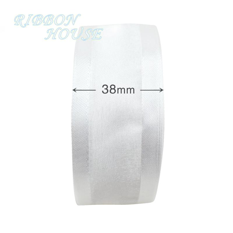 (10 Yards/Rolle) 38mm Weißes breites Organzaband Großhandel Geschenkverpackung Dekorationsbänder