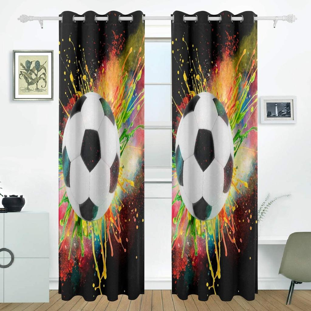 3D Fußball Design Schlafzimmer Küche Vorhang Sport Ball Fußball Aquarell Hintergrund Vorhänge für Wohnzimmer Dekorative Artikel