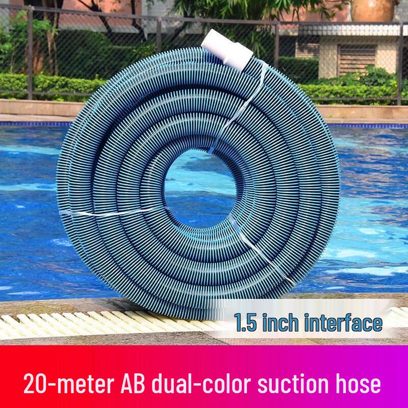 Swimming Pool Brush Vacuum Head Kit with 20m Dual-Color Hose