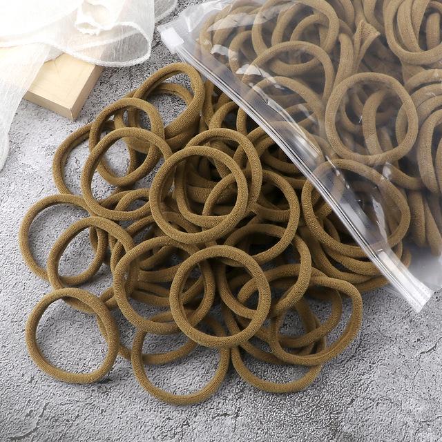 50 Solid Color Elastic Hair Ties - 4cm Girl's Ponytail Rings, Hot Sale Hair Accessories