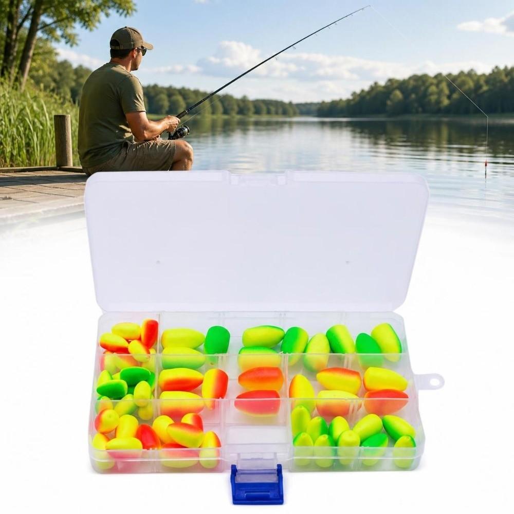 60PCS Bright Color Fly Fishing Floats Lightweight Fishing Bobbers Fishing Floats  For Fishing