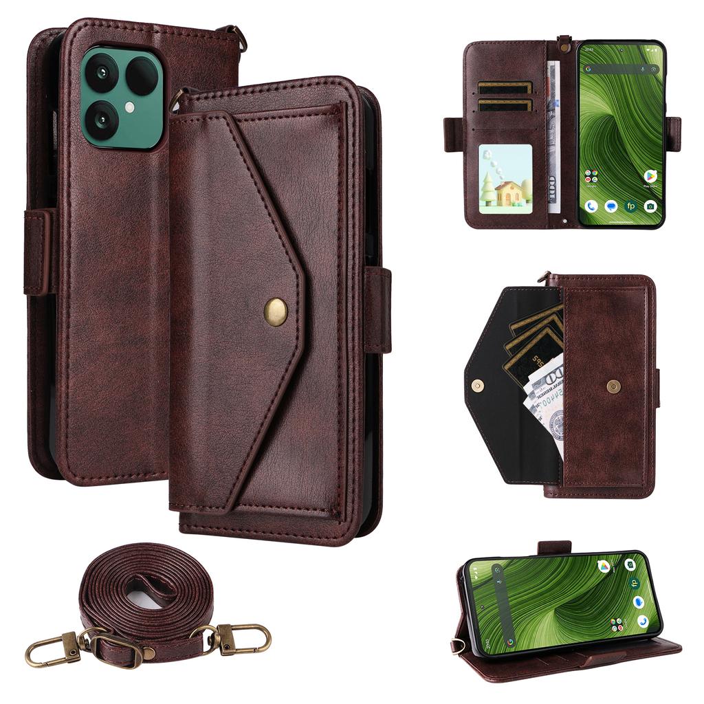 Pro Fairphone 6 Kožené pouzdro Magnetické zavírání Peněženka Stojánek Kryt na telefon s popruhem crossbody