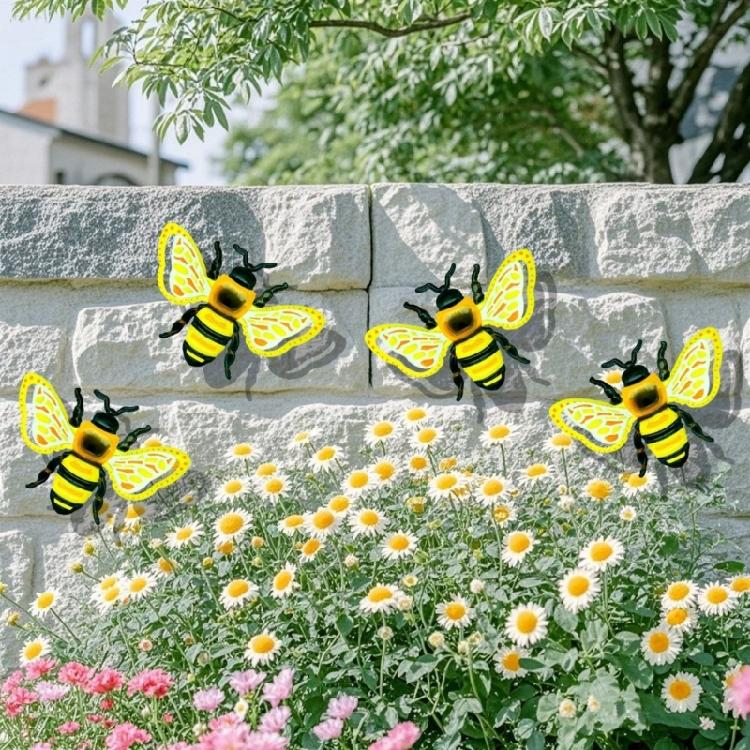 Iron Butterfly Honeybees Ladybugs Metal Wall Art Weather Proof Garden Homes Decors Handmade 3D Insect Sculpture