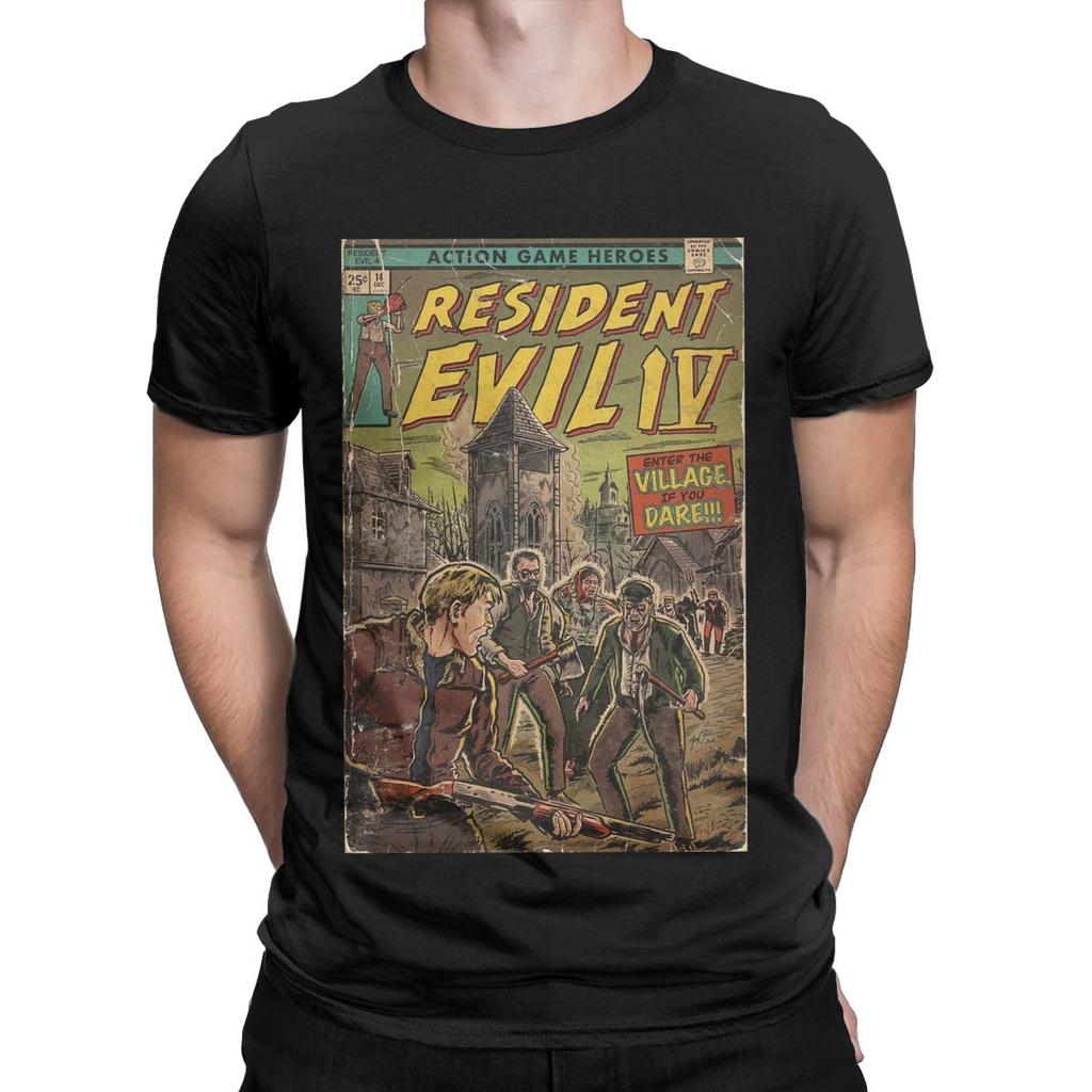 Residents Evils 4 Men T Shirt Funny Tee Shirt Short Sleeve Crewneck T-Shirts Pure Cotton Summer Tops