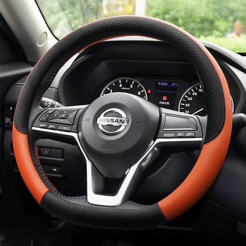 

New 23 Model Car Steering Wheel Cover Universal Fit Bluebird Sport Style PU Leather Car Interior Accessory for All Sea...
