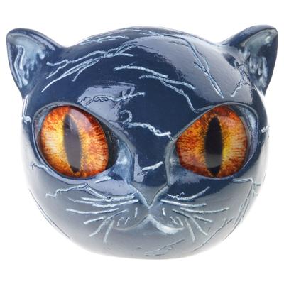Statuietă Pisici Negre Luxoasă Cap de Pisoi Sculptură cu Pietre False Ornament Decor Masă Birou Raft