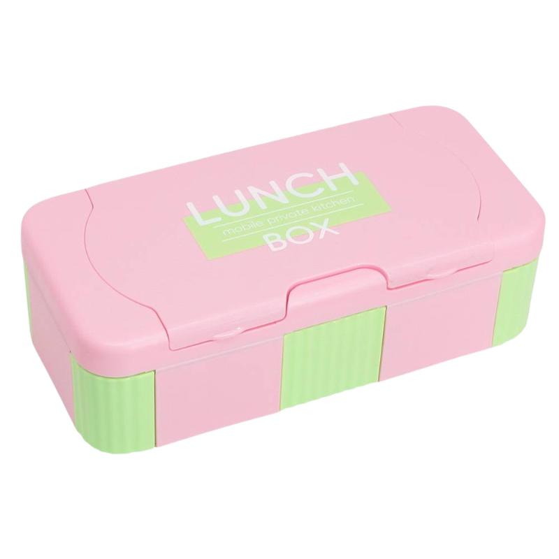 Multi-Grid Kids Bento Box, leakproof & microwave safe. Portable food container with tableware for school, outdoor and daily meal