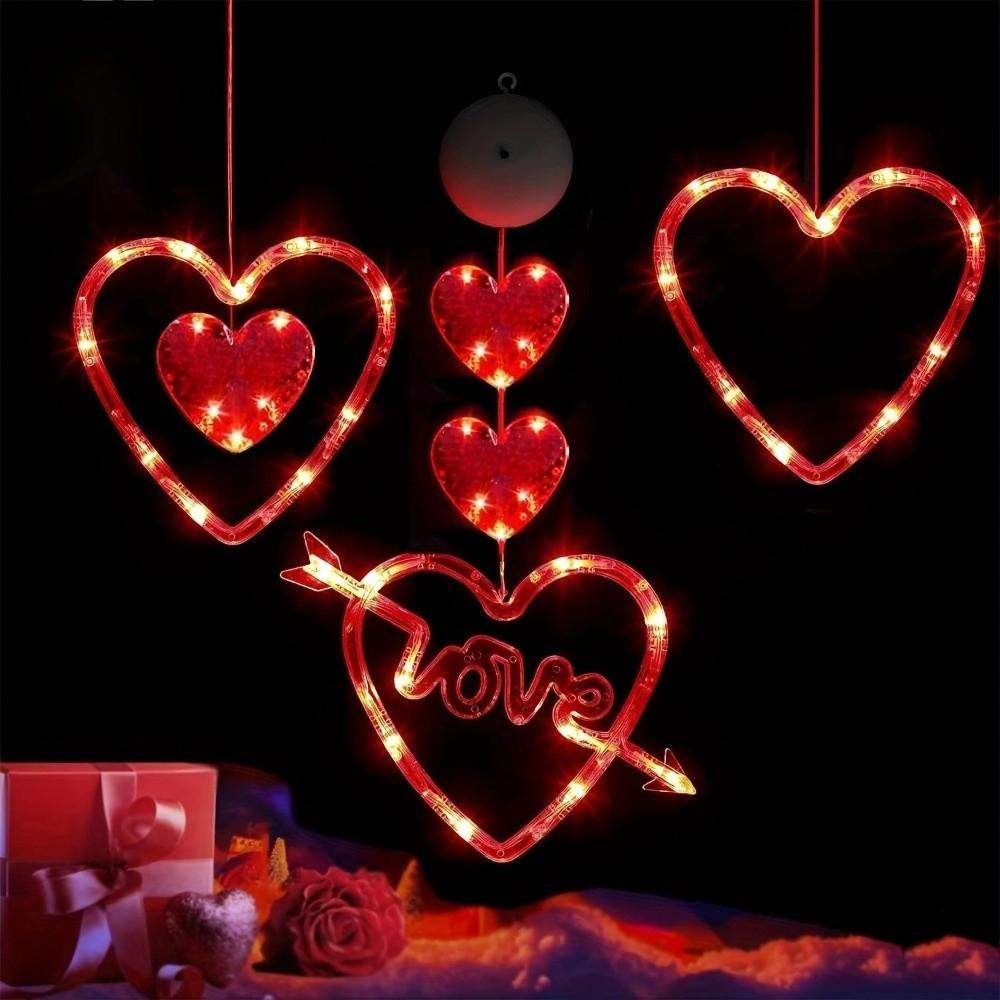 Heart Shaped Window Led Light Battery Powered with Timer Hanging Led Lamp Plastic Love Sucker Lamp