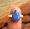 Labradorite Gemstone Gold Plated Ring 925 Sterling Silver Handmade Jewelry