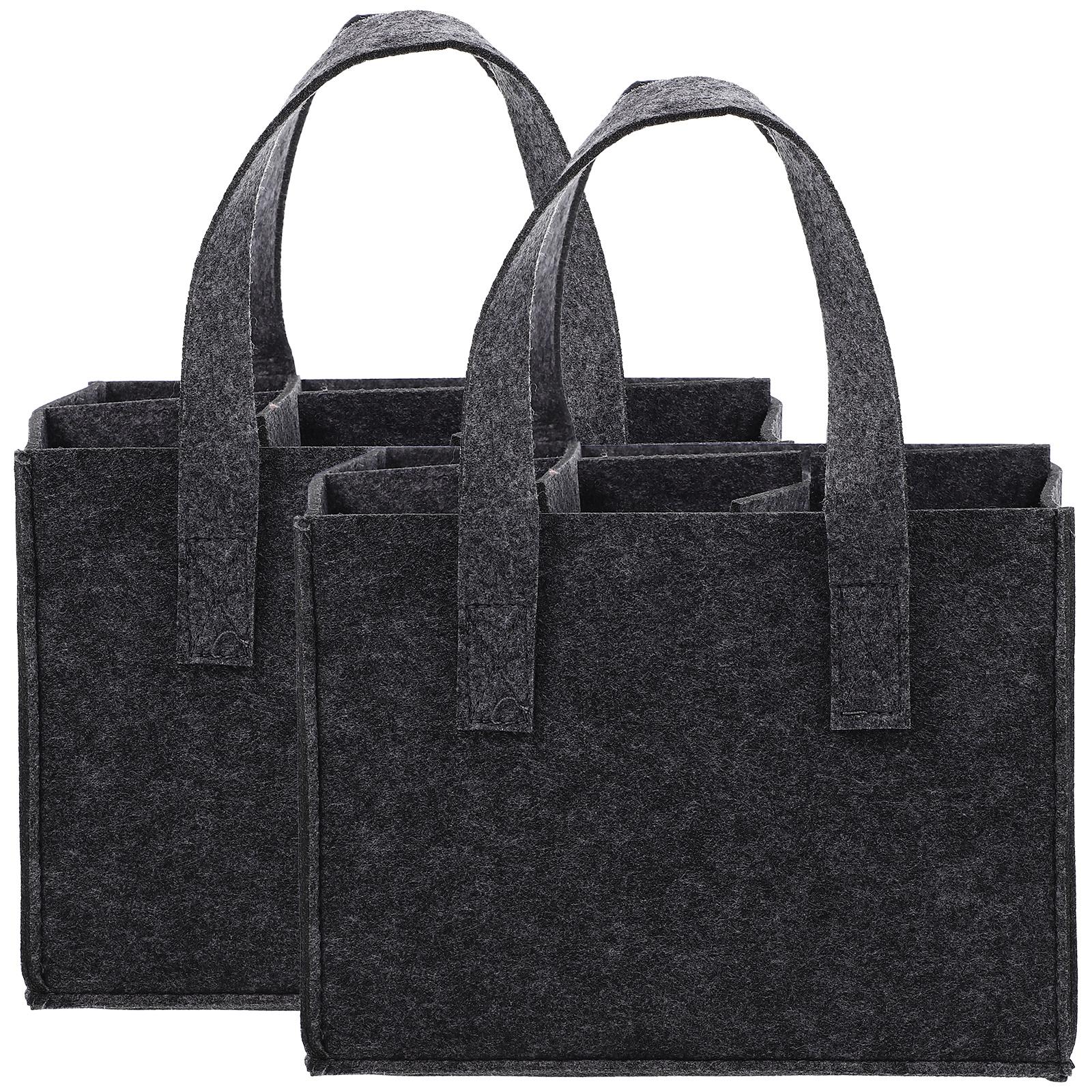 

2Pcs Portable Bottle Carrier Tote Bag Felt Wine Storage Bag with Handle 6 Compartments for Wine Beer Storage Bottle Carrier Bags 24X16X16CM