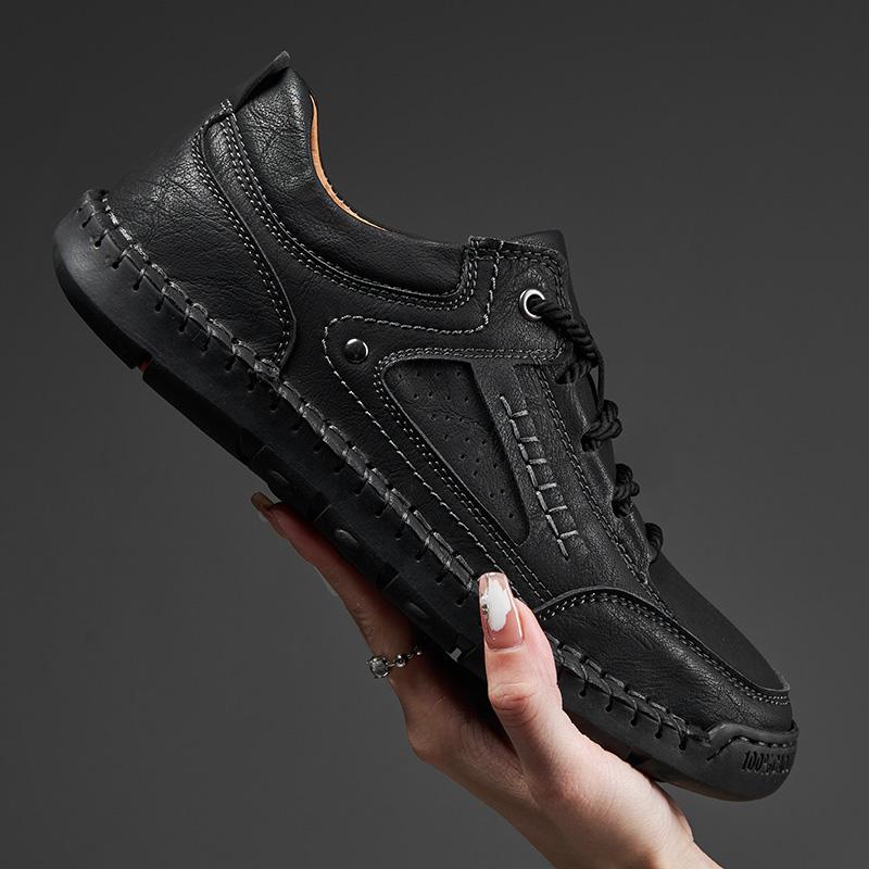 Pánské ručně vyráběné retro boty pro volný čas velké velikosti boty pro volný čas Kožené gumové dno Ručně vyráběné boty pro volný čas (