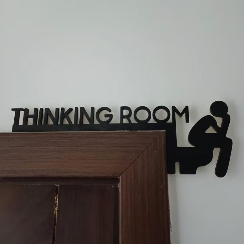 "Thinking Room" Toilet Door Sign Modern Metal Bathroom Wall Art Funny Door Frame Sculpture Decorative Window Door Frame Pendant