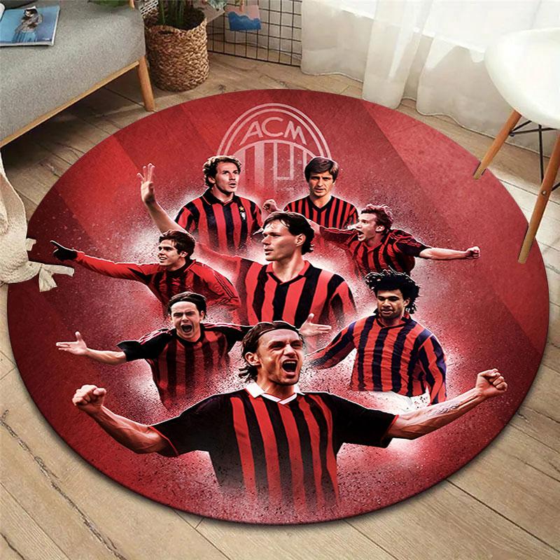 AC Milan Round Area Rug,Carpet Rug for Living Room Bedroom Sofa Playroom Decor,Non-slip Floor Mat