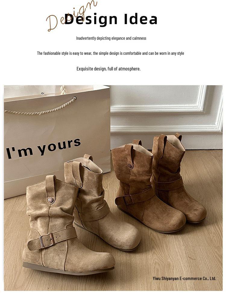 Women's Retro Ankle Boots: Hidden Heel, Western Cowboy Style, Slimming Push-Up, Martin Design - 2025 Autumn Collection