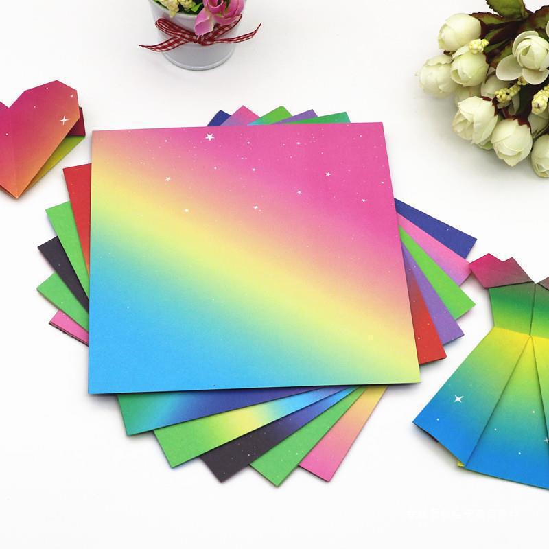 Rainbow Gradient Origami Paper: Double-Sided Starry Sky for Kids' Crafts, Paper Cranes, Love Hearts, and Handicrafts